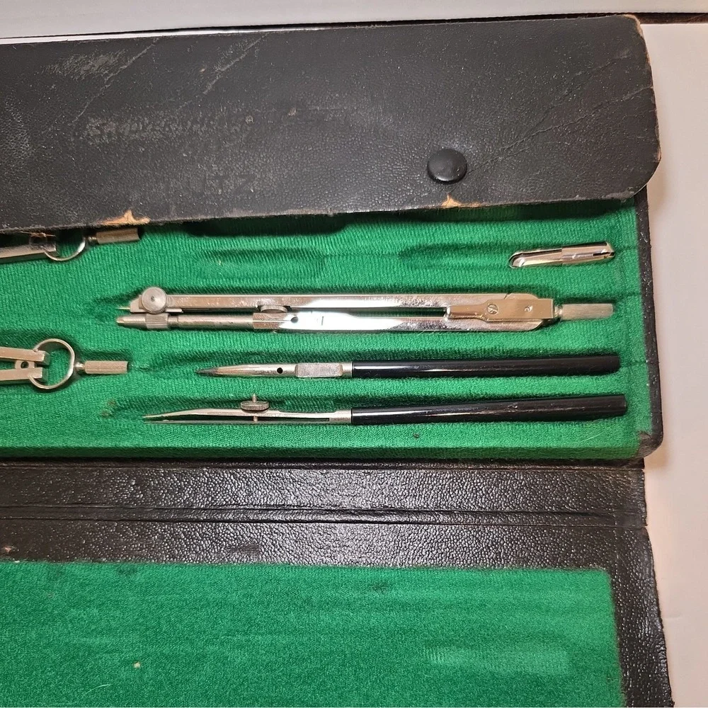 Vintage Tower Precision Germany Drafting Protractor Set with Case